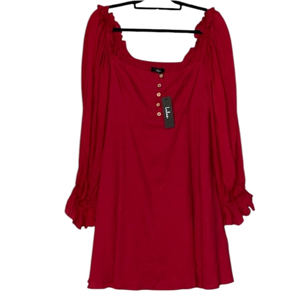 Lulus baby doll balloon sleeve mini red dress